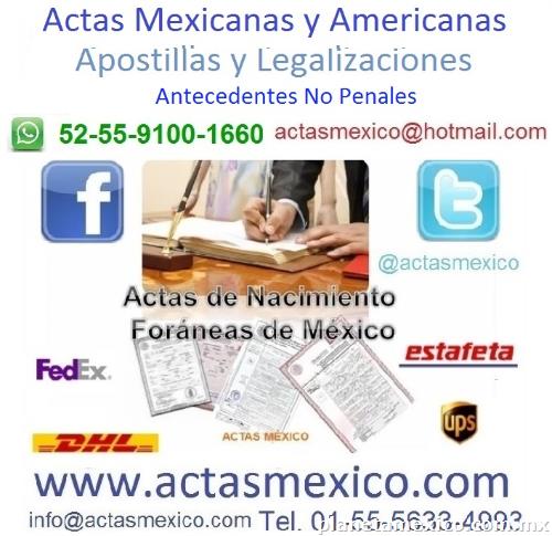 Apostillas de Actas de Nacimiento Mexicanas y Americanas